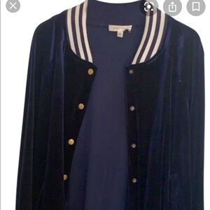 Honey Punch Navy Blue Velvet Bomber Jacket 🌟